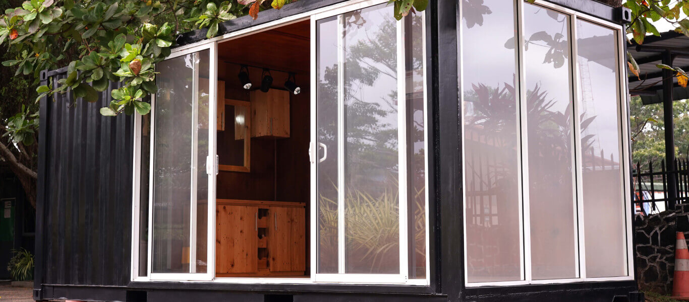 Eco-friendly contemporary living space made using container box