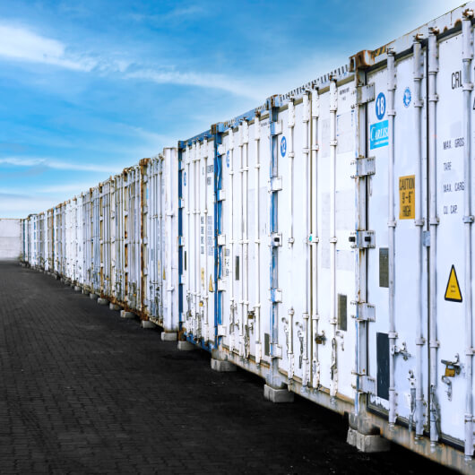 Reefer Container boxes in the yard