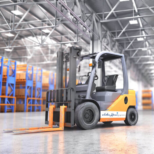 A forklift in a container freight station