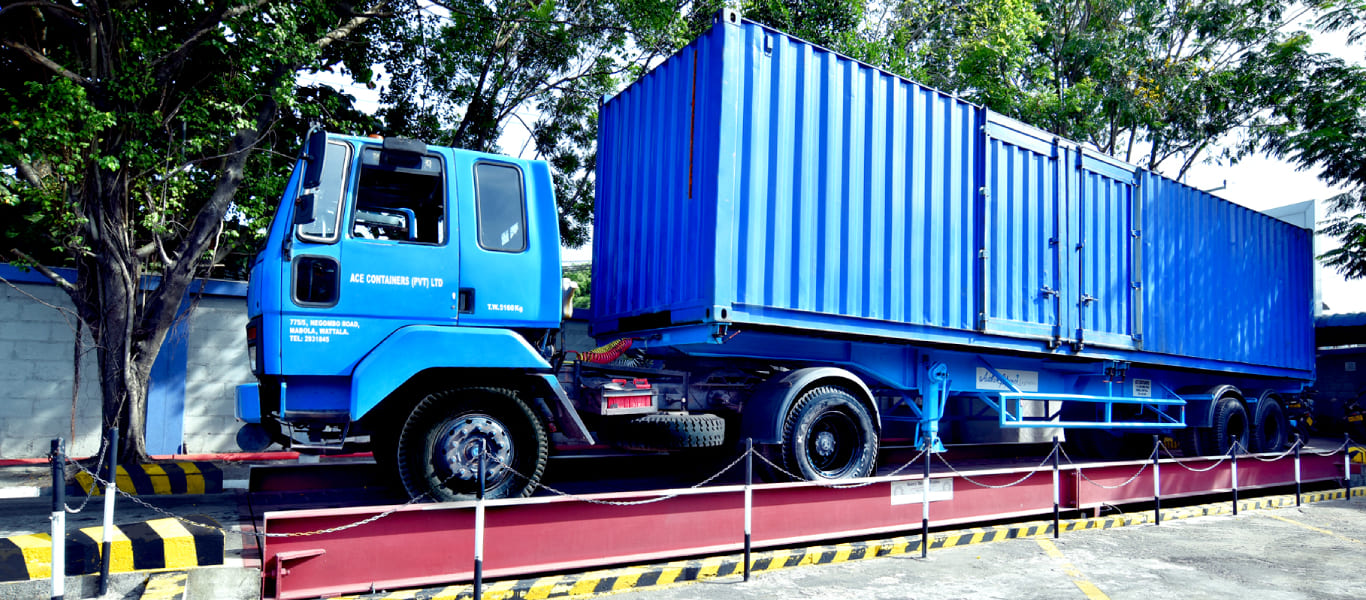 A container truck on the weighbridge